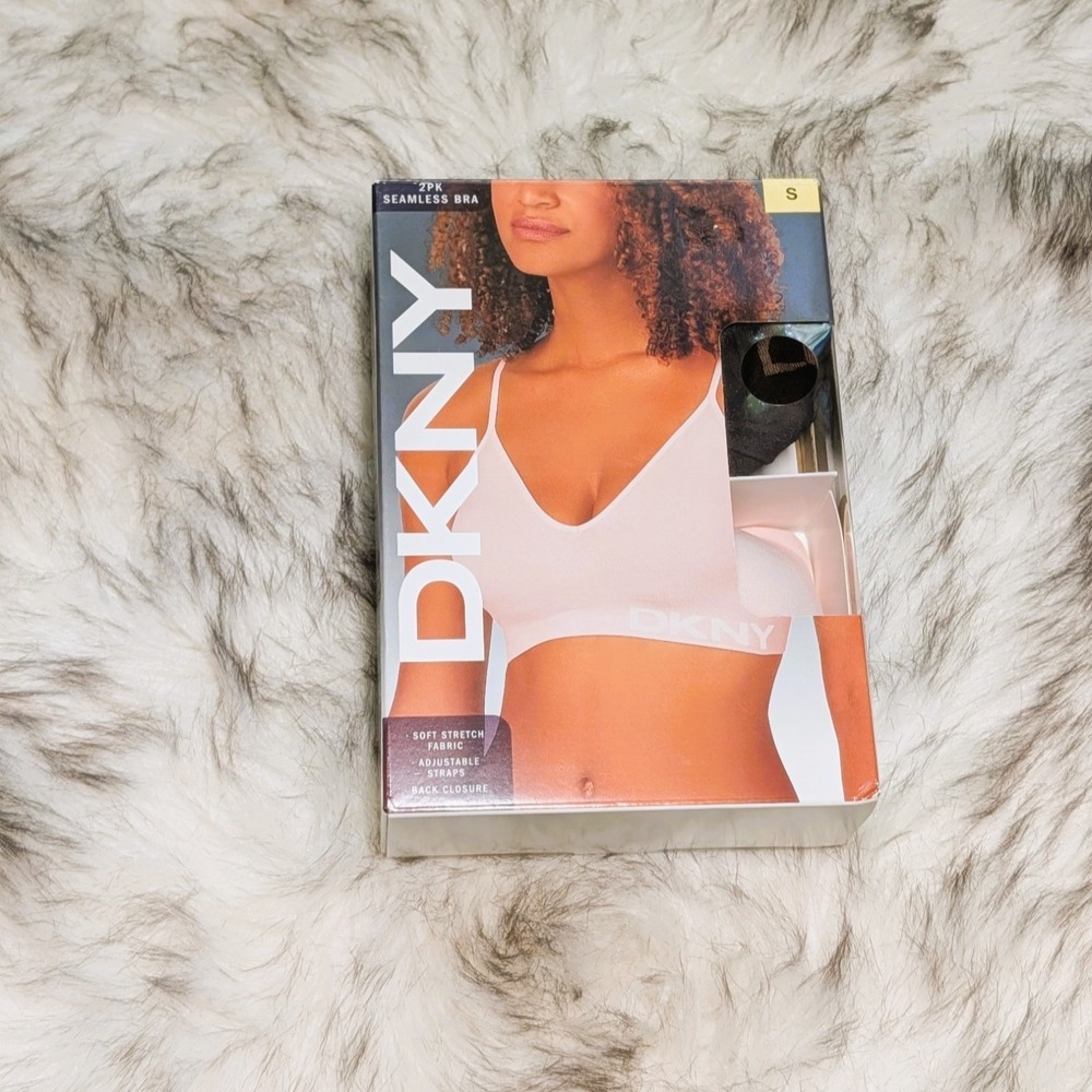 DKNY Women's Seamless Bra 2-Pack Pink & Brown Soft Stretchy Adjustable Straps